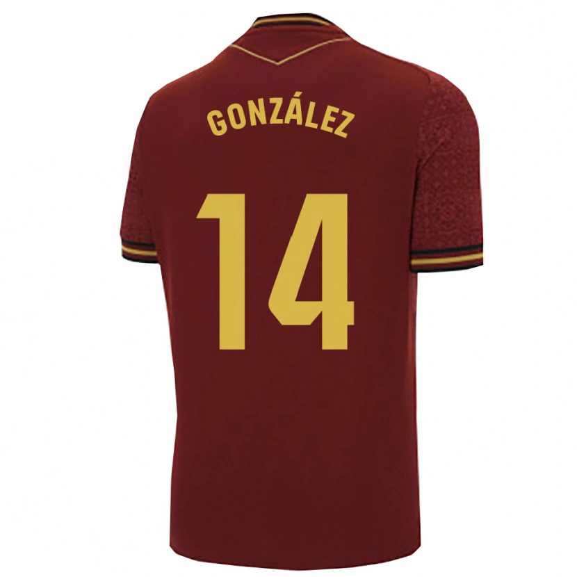 Danxen Kinderen Joaquín González #14 Bordeaux Goud Uitshirt Uittenue 2025/26 T-Shirt