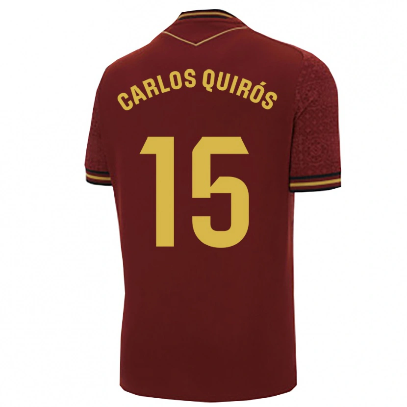 Danxen Kinderen Juan Carlos Quirós #15 Bordeaux Goud Uitshirt Uittenue 2025/26 T-Shirt