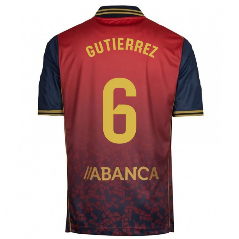 Danxen Kinderen Paula Gutiérrez #6 Rood Marineblauw Uitshirt Uittenue 2025/26 T-Shirt
