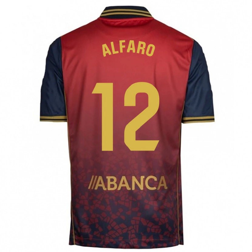 Danxen Kinderen Alejandro Alfaro #12 Rood Marineblauw Uitshirt Uittenue 2025/26 T-Shirt
