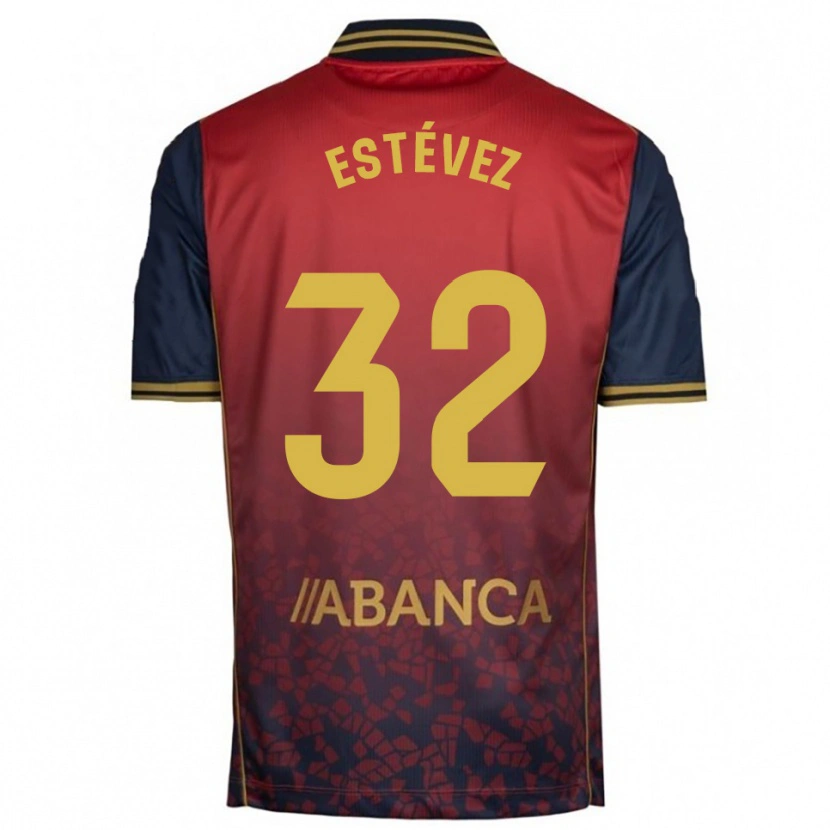 Danxen Kinderen Dani Estévez #32 Rood Marineblauw Uitshirt Uittenue 2025/26 T-Shirt