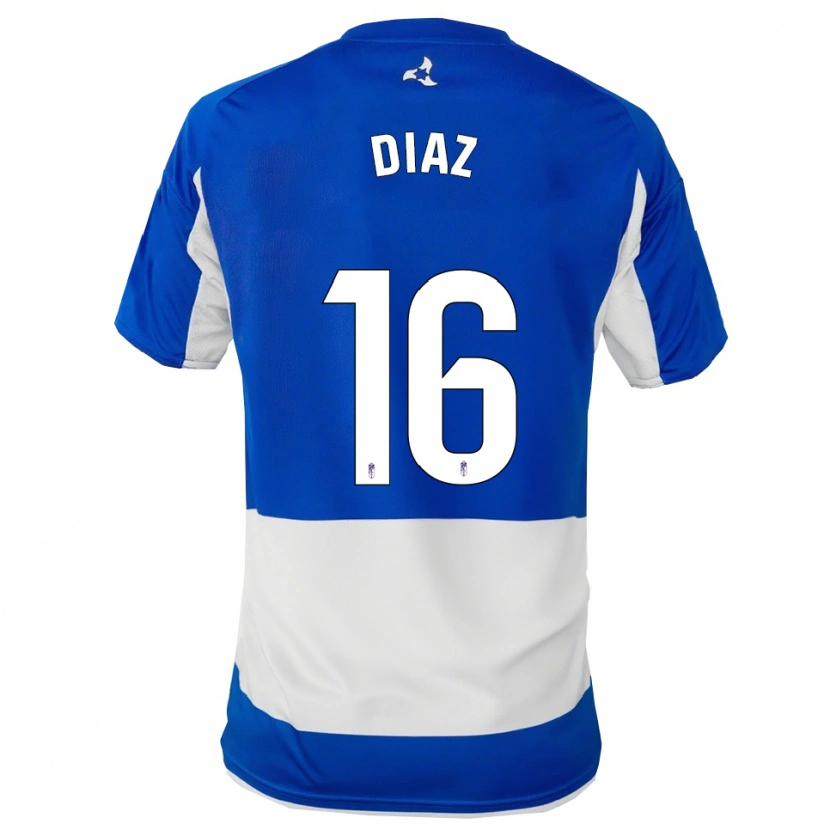 Danxen Kinderen Víctor Díaz #16 Blauw Wit Uitshirt Uittenue 2025/26 T-Shirt