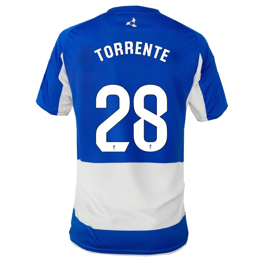 Danxen Kinderen Raúl Torrente #28 Blauw Wit Uitshirt Uittenue 2025/26 T-Shirt