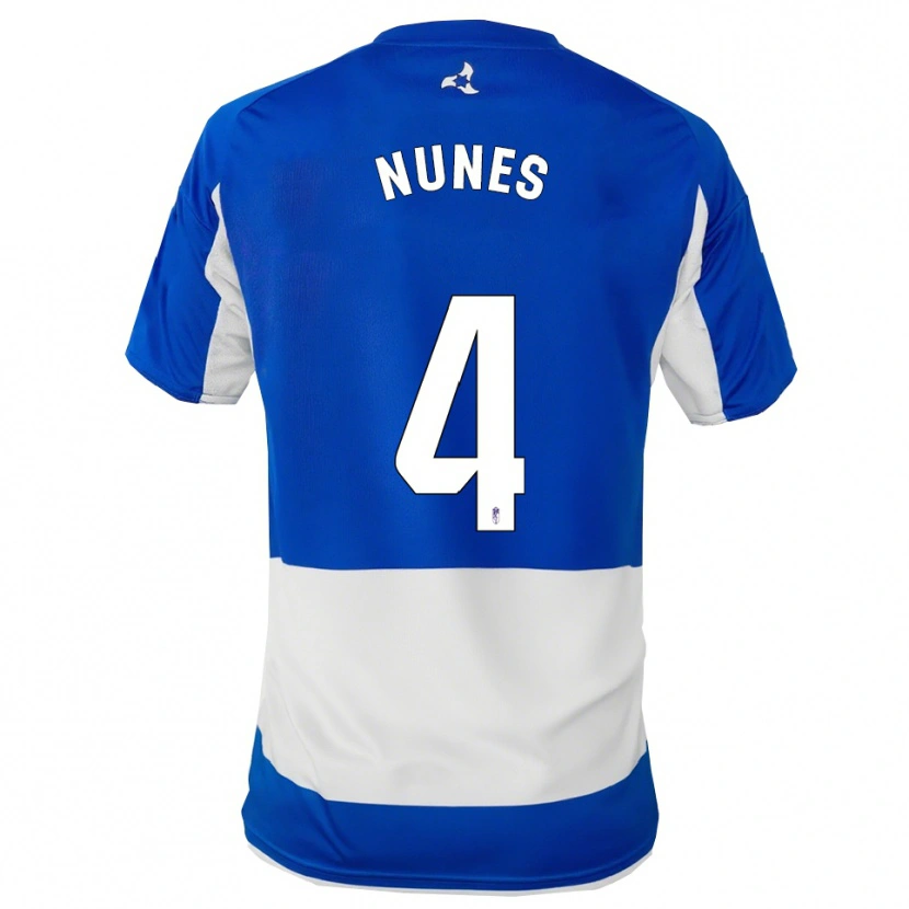 Danxen Kinderen David Nunes #4 Blauw Wit Uitshirt Uittenue 2025/26 T-Shirt