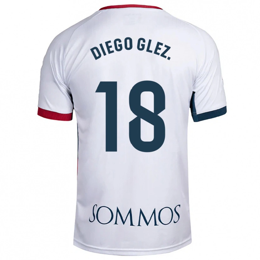 Danxen Kinderen Diego González #18 Wit Rood Uitshirt Uittenue 2025/26 T-Shirt