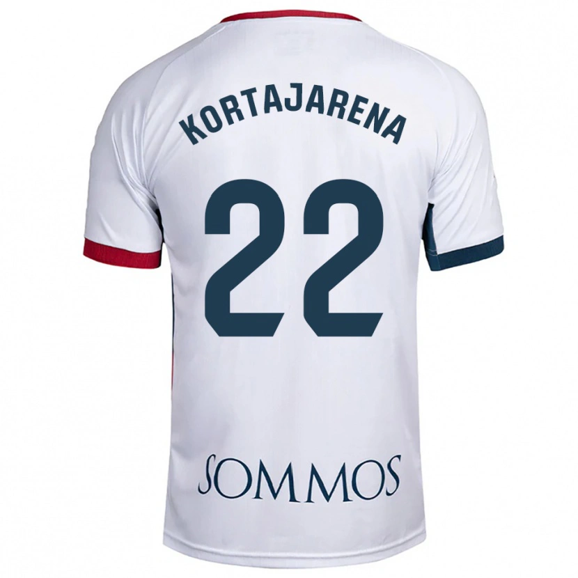 Danxen Kinderen Iker Kortajarena #22 Wit Rood Uitshirt Uittenue 2025/26 T-Shirt