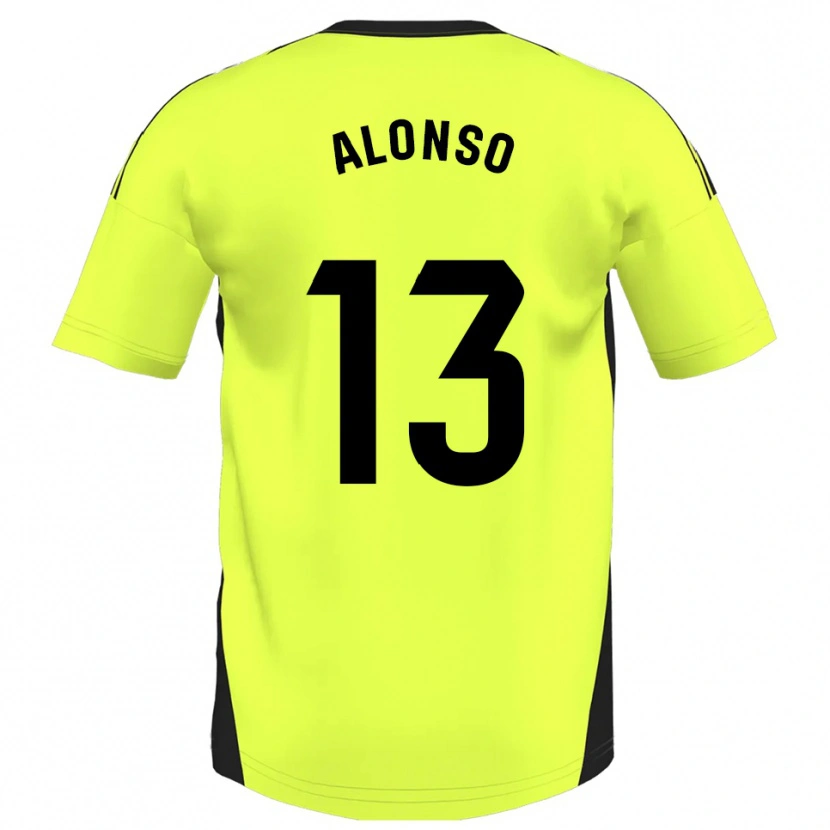Danxen Kinderen Maikel Alonso #13 Fluorescerend Geel Uitshirt Uittenue 2025/26 T-Shirt