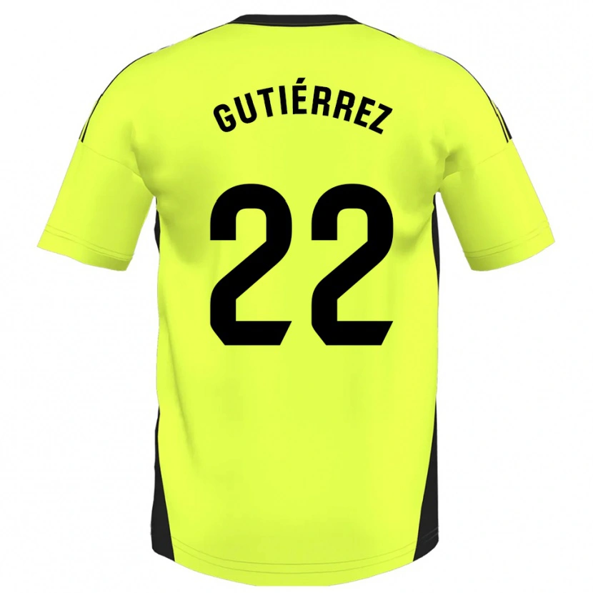 Danxen Kinderen Juan Gutiérrez #22 Fluorescerend Geel Uitshirt Uittenue 2025/26 T-Shirt