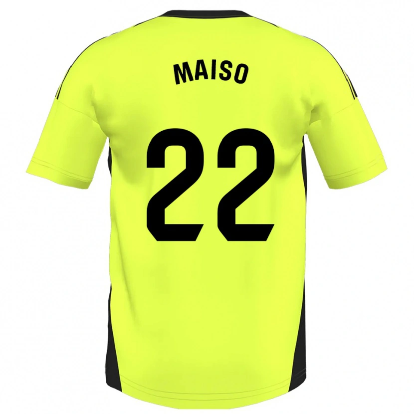 Danxen Kinderen Álvaro Maiso #22 Fluorescerend Geel Uitshirt Uittenue 2025/26 T-Shirt