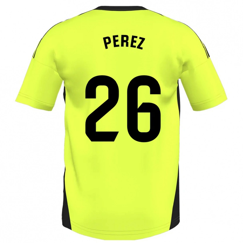 Danxen Kinderen Pablo Pérez #26 Fluorescerend Geel Uitshirt Uittenue 2025/26 T-Shirt