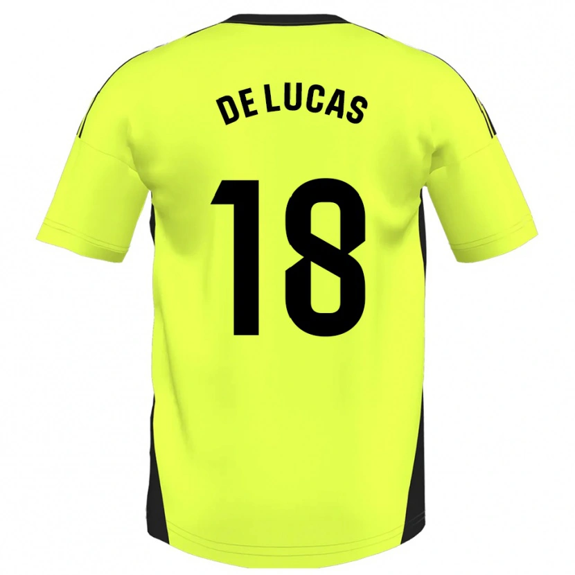 Danxen Kinderen Alejandro De Lucas #18 Fluorescerend Geel Uitshirt Uittenue 2025/26 T-Shirt