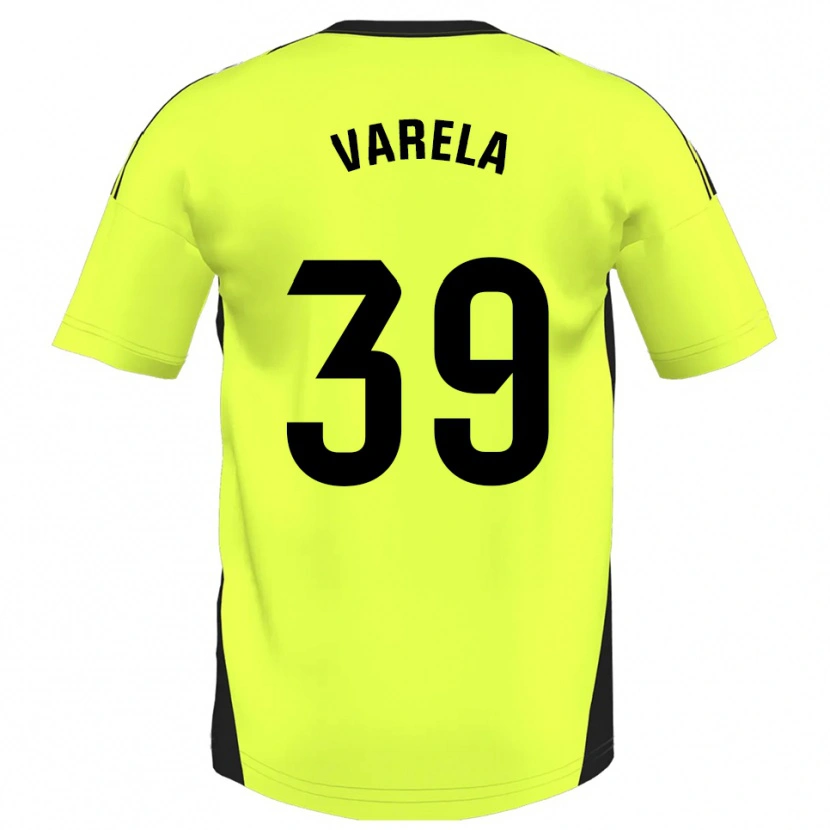 Danxen Kinderen Iker Varela #39 Fluorescerend Geel Uitshirt Uittenue 2025/26 T-Shirt
