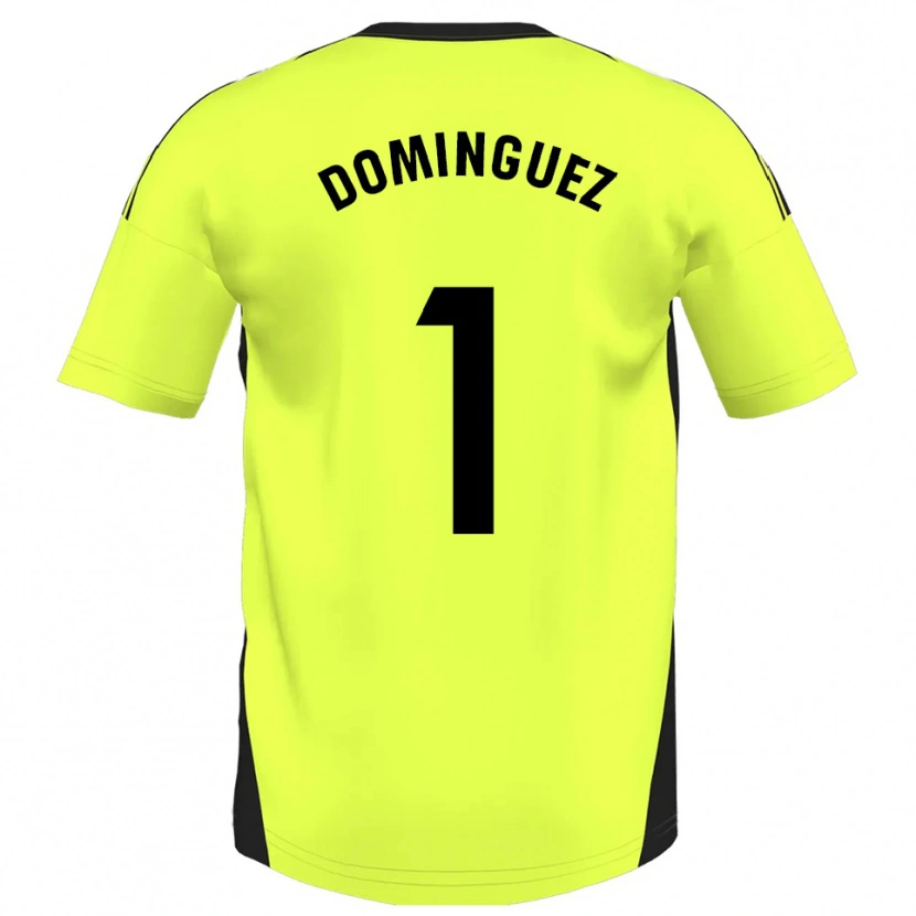 Danxen Kinderen Iago Domínguez #1 Fluorescerend Geel Uitshirt Uittenue 2025/26 T-Shirt