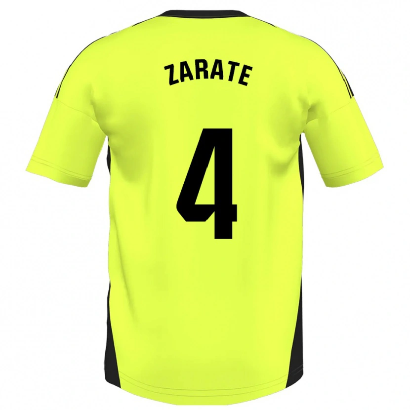 Danxen Kinderen Hugo Zárate #4 Fluorescerend Geel Uitshirt Uittenue 2025/26 T-Shirt