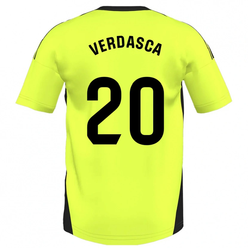 Danxen Kinderen Diogo Verdasca #20 Fluorescerend Geel Uitshirt Uittenue 2025/26 T-Shirt