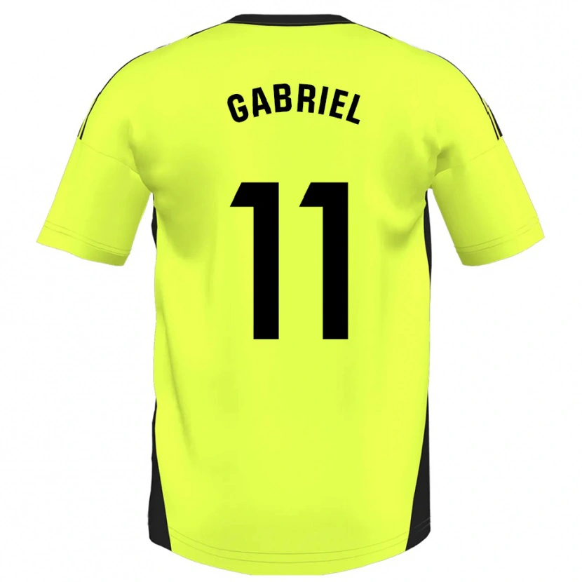 Danxen Kinderen Sergio Gabriel #11 Fluorescerend Geel Uitshirt Uittenue 2025/26 T-Shirt