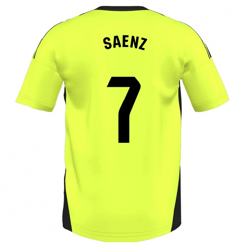 Danxen Kinderen Raúl Sáenz #7 Fluorescerend Geel Uitshirt Uittenue 2025/26 T-Shirt