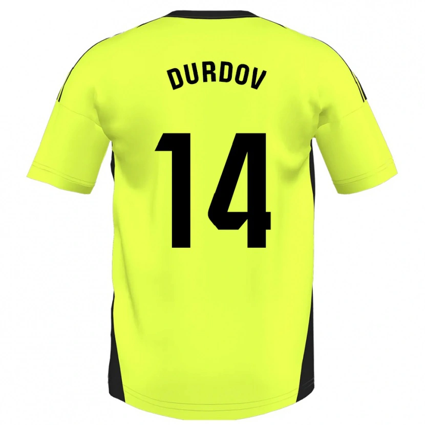 Danxen Kinderen Ivan Durdov #14 Fluorescerend Geel Uitshirt Uittenue 2025/26 T-Shirt