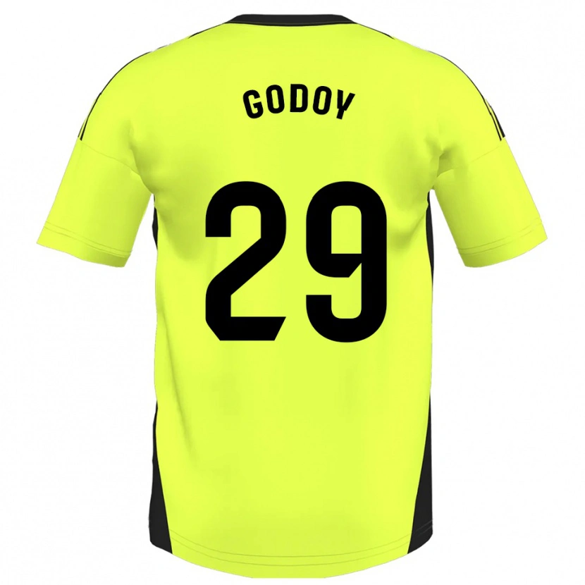 Danxen Kinderen Alan Godoy #29 Fluorescerend Geel Uitshirt Uittenue 2025/26 T-Shirt