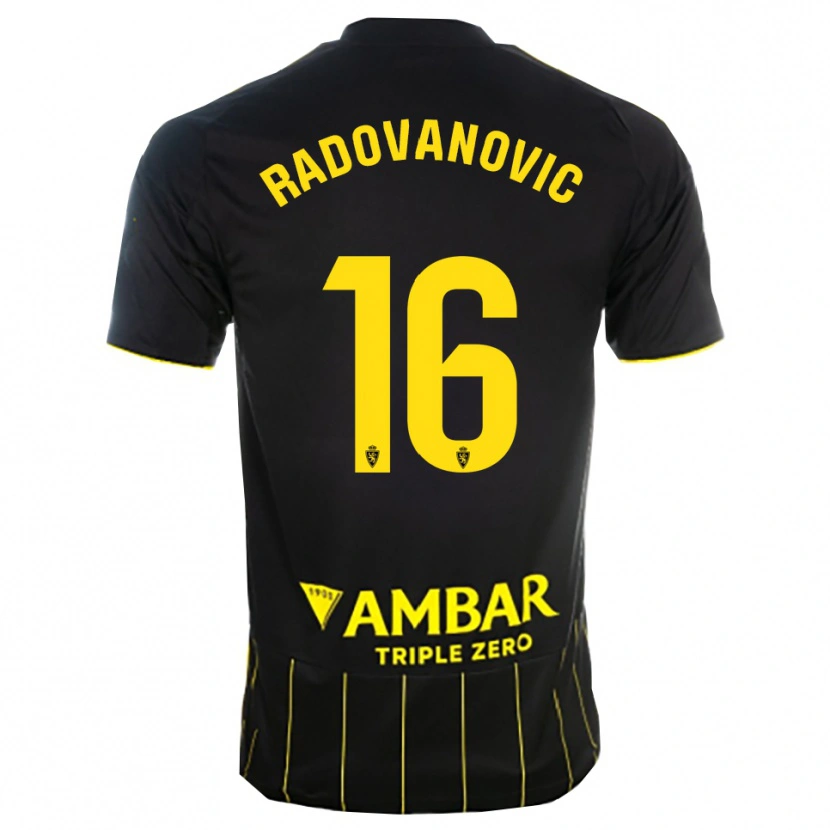 Danxen Kinderen Aleksandar Radovanovic #16 Zwart Geel Uitshirt Uittenue 2025/26 T-Shirt