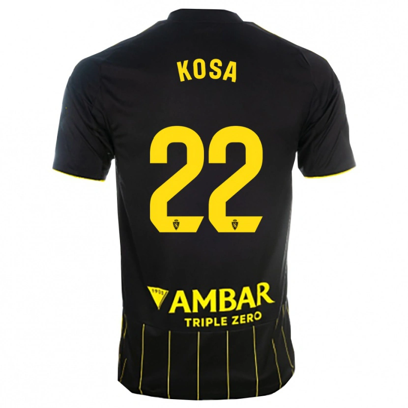 Danxen Kinderen Sebastian Kosa #22 Zwart Geel Uitshirt Uittenue 2025/26 T-Shirt