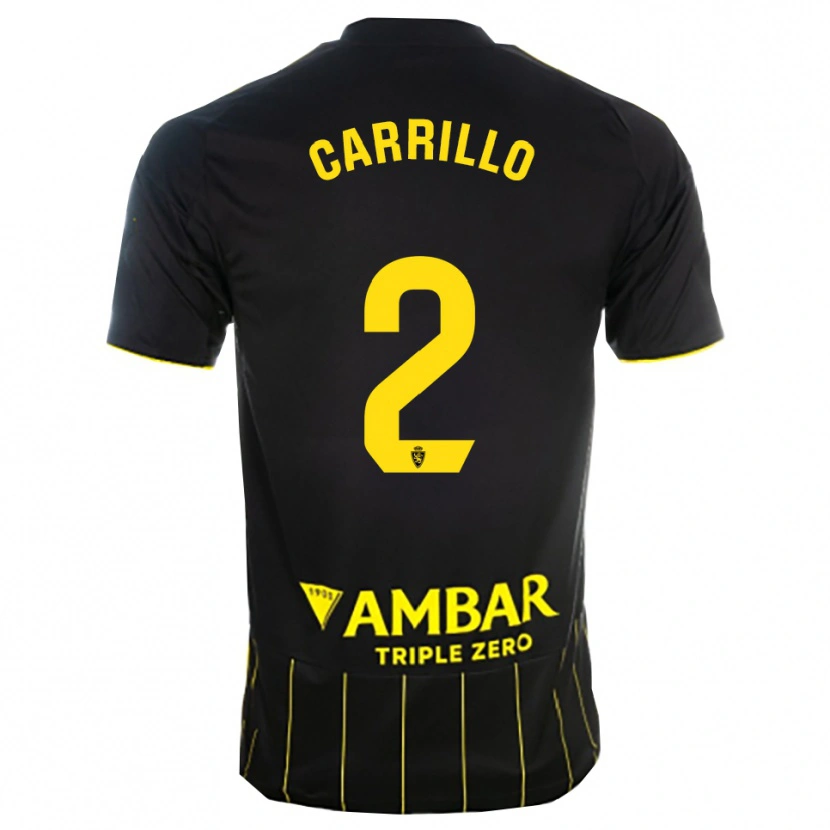 Danxen Kinderen Hugo Carrillo #2 Zwart Geel Uitshirt Uittenue 2025/26 T-Shirt