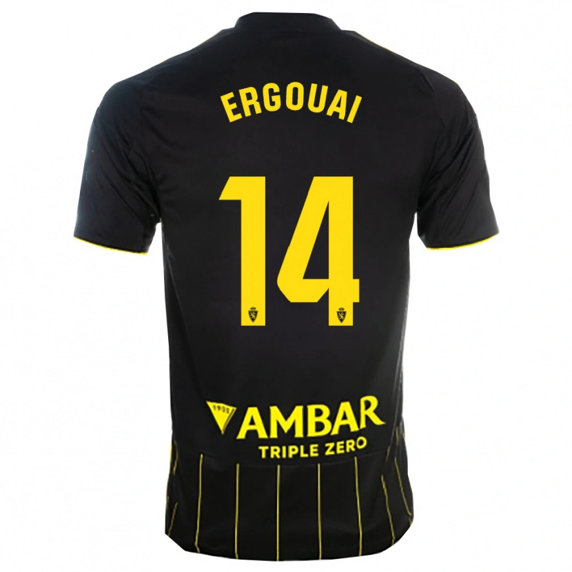 Danxen Kinderen Reda Ergouai #14 Zwart Geel Uitshirt Uittenue 2025/26 T-Shirt