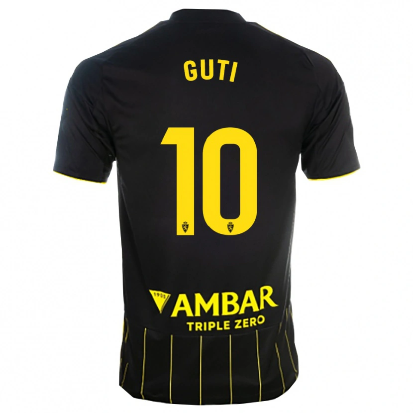 Danxen Kinderen Raúl Guti #10 Zwart Geel Uitshirt Uittenue 2025/26 T-Shirt