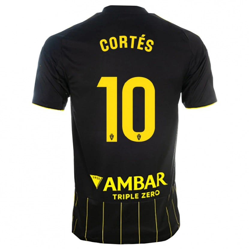Danxen Kinderen Pablo Cortés #10 Zwart Geel Uitshirt Uittenue 2025/26 T-Shirt