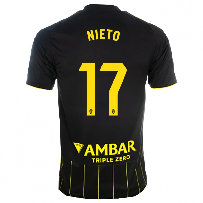 Danxen Kinderen Carlos Nieto #17 Zwart Geel Uitshirt Uittenue 2025/26 T-Shirt