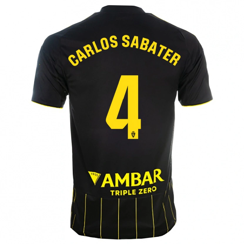 Danxen Kinderen Juan Carlos Sabater #4 Zwart Geel Uitshirt Uittenue 2025/26 T-Shirt