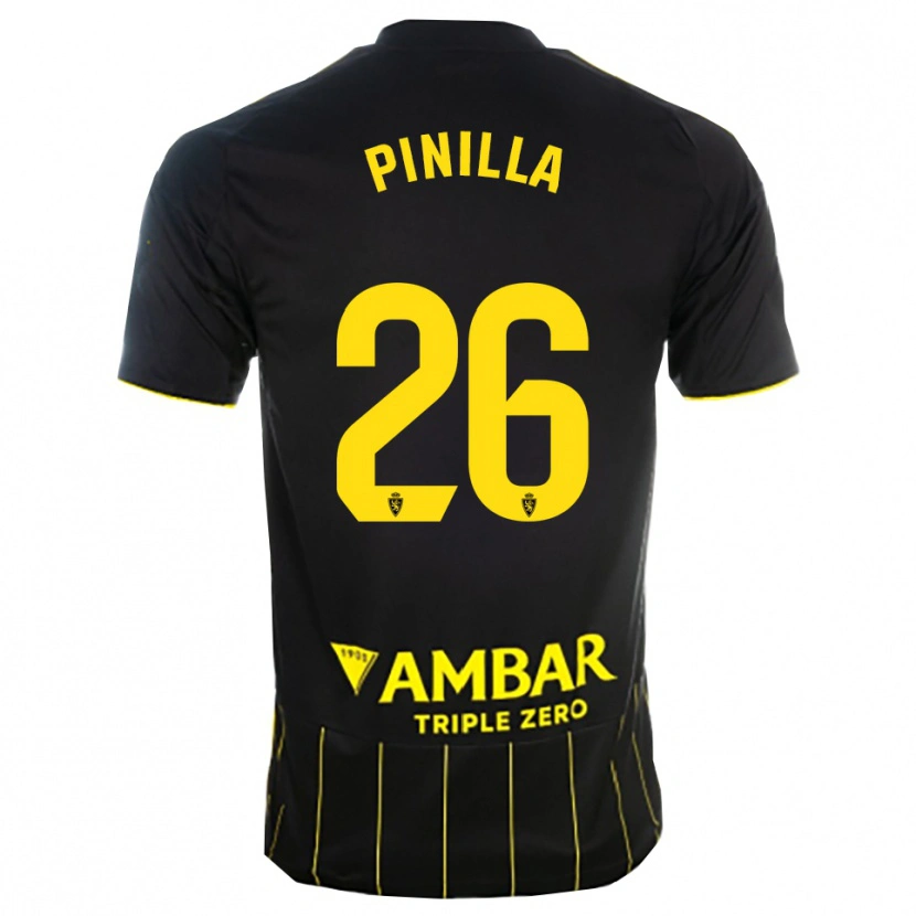 Danxen Kinderen Hugo Pinilla #26 Zwart Geel Uitshirt Uittenue 2025/26 T-Shirt