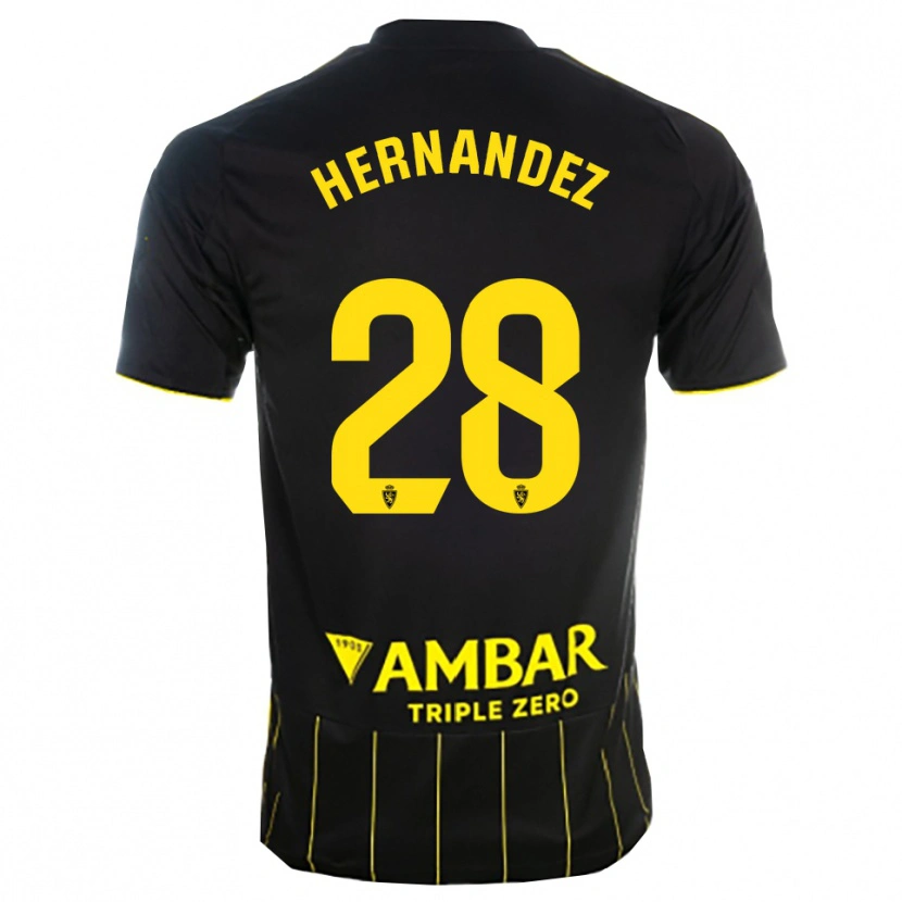 Danxen Kinderen Diego Hernández #28 Zwart Geel Uitshirt Uittenue 2025/26 T-Shirt