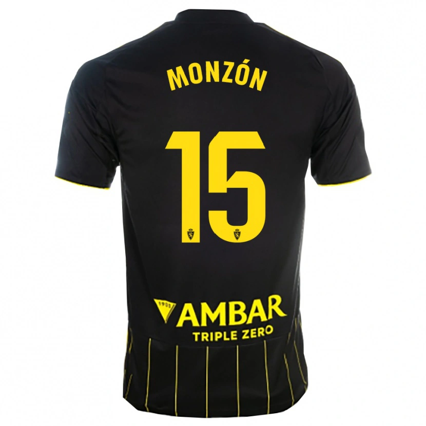Danxen Kinderen Diego Monzón #15 Zwart Geel Uitshirt Uittenue 2025/26 T-Shirt