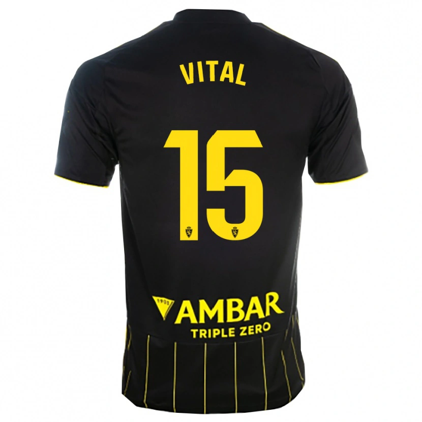 Danxen Kinderen Bernardo Vital #15 Zwart Geel Uitshirt Uittenue 2025/26 T-Shirt