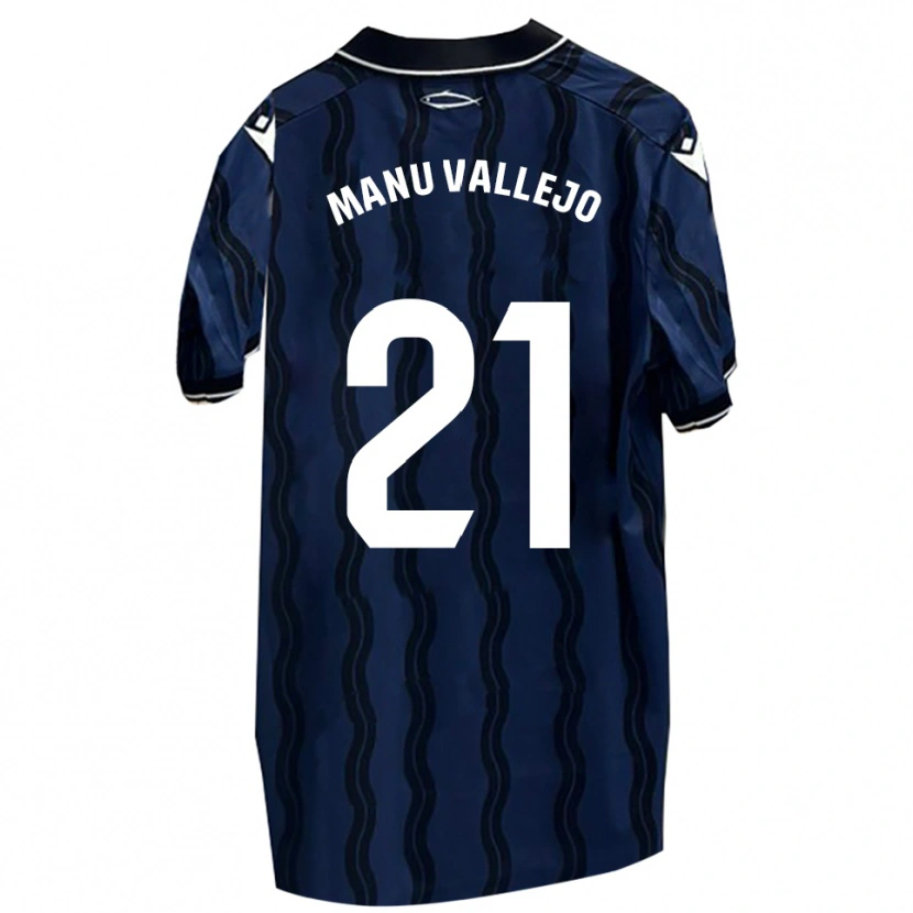 Danxen Kinderen Manu Vallejo #21 Donkerblauw Zwart Uitshirt Uittenue 2025/26 T-Shirt