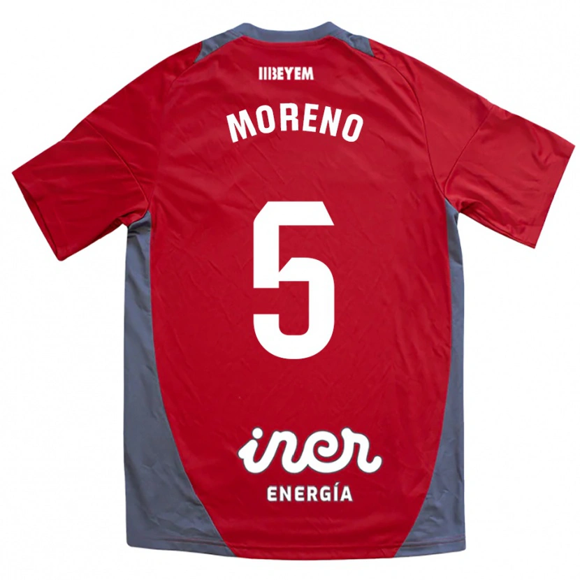 Danxen Kinderen Javi Moreno #5 Rood Grijs Uitshirt Uittenue 2025/26 T-Shirt