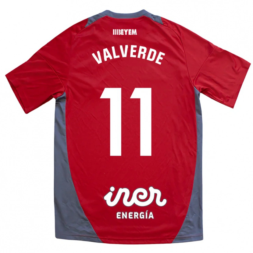 Danxen Kinderen Victor Valverde #11 Rood Grijs Uitshirt Uittenue 2025/26 T-Shirt