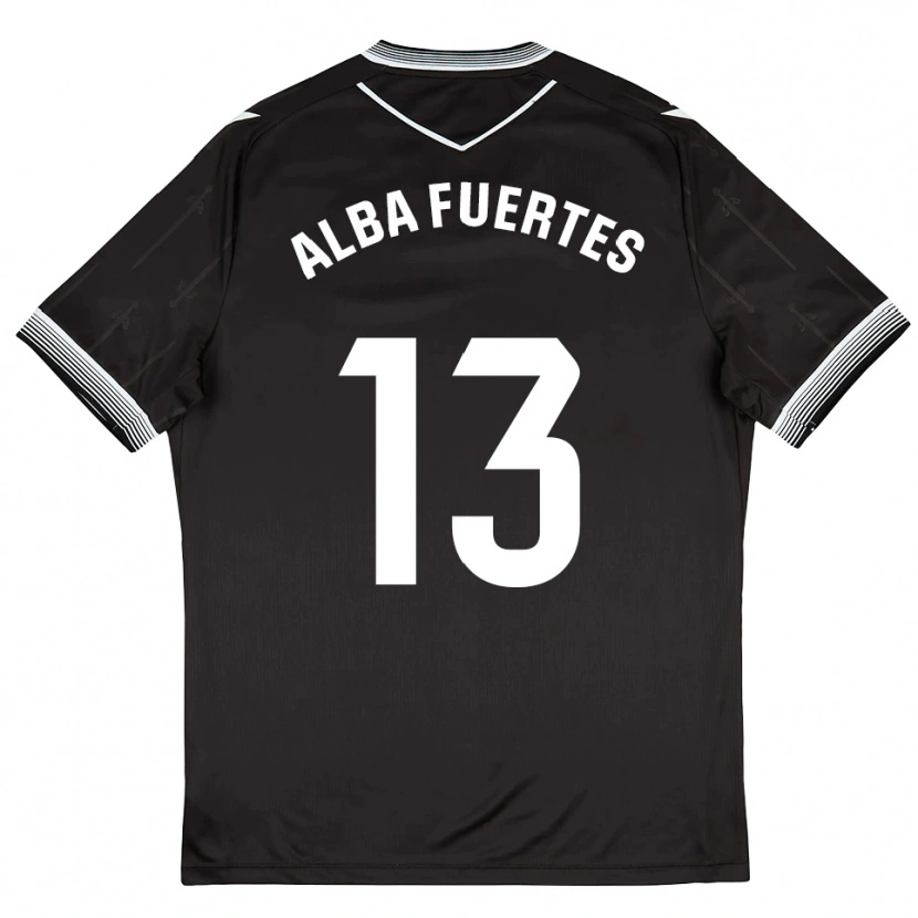 Danxen Kinderen Alba Fuertes #13 Zwart Wit Uitshirt Uittenue 2025/26 T-Shirt