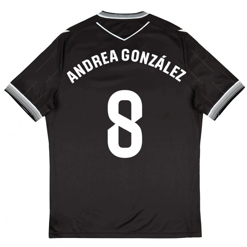 Danxen Kinderen Andrea González #8 Zwart Wit Uitshirt Uittenue 2025/26 T-Shirt