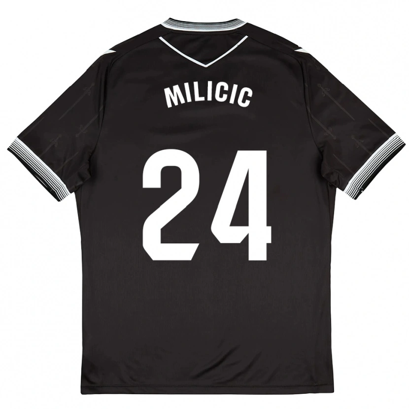Danxen Kinderen Nikola Milicic #24 Zwart Wit Uitshirt Uittenue 2025/26 T-Shirt