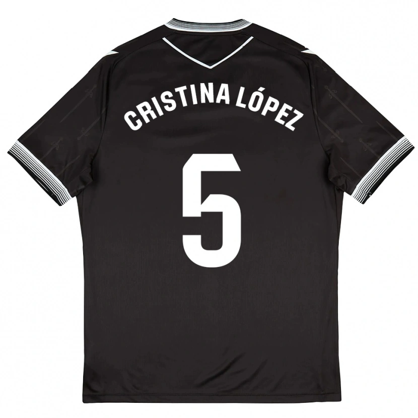 Danxen Kinderen Cristina López #5 Zwart Wit Uitshirt Uittenue 2025/26 T-Shirt