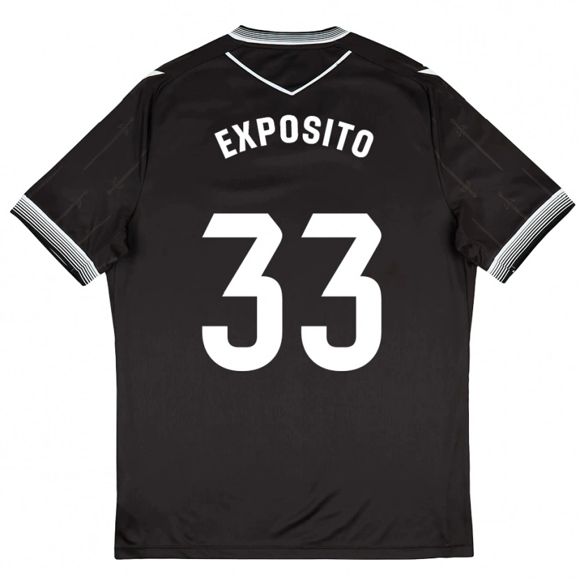 Danxen Kinderen Marcelo Expósito #33 Zwart Wit Uitshirt Uittenue 2025/26 T-Shirt