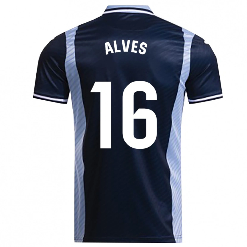 Danxen Kinderen Rubén Alves #16 Marineblauw Hemelsblauw Uitshirt Uittenue 2025/26 T-Shirt