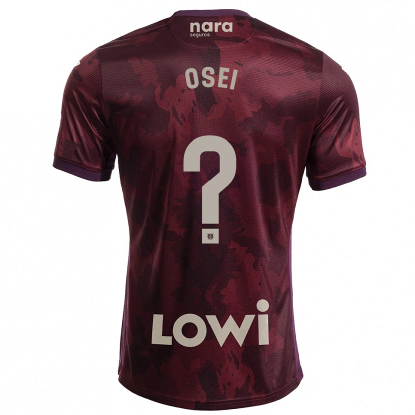 Danxen Kinderen David Osei #0 Bordeaux Wit Uitshirt Uittenue 2025/26 T-Shirt