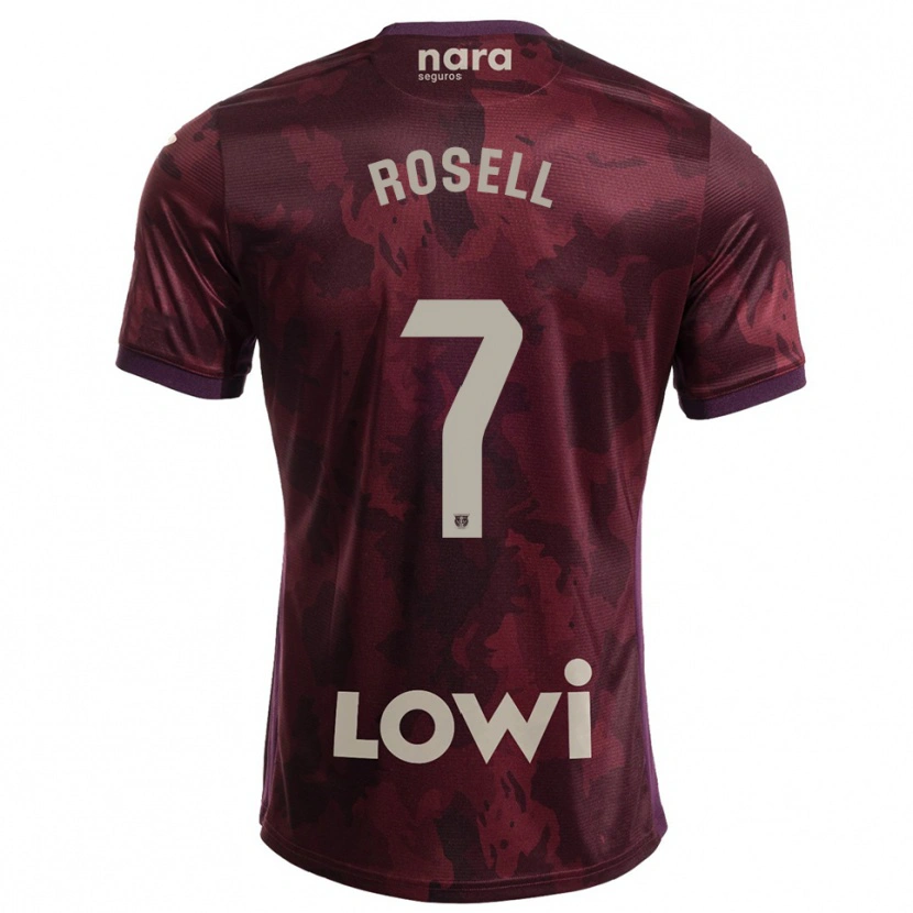Danxen Kinderen Adrián Rosell #7 Bordeaux Wit Uitshirt Uittenue 2025/26 T-Shirt