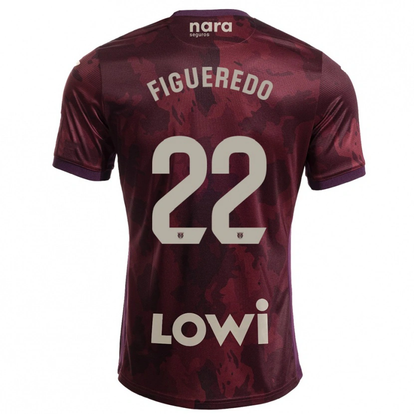 Danxen Kinderen Sebastián Figueredo #22 Bordeaux Wit Uitshirt Uittenue 2025/26 T-Shirt