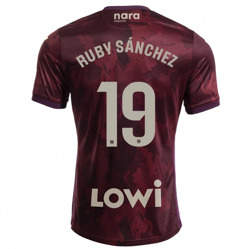 Danxen Kinderen Ruby Sánchez #19 Bordeaux Wit Uitshirt Uittenue 2025/26 T-Shirt