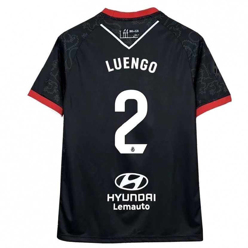 Danxen Kinderen Carlos Luengo #2 Zwart Rood Uitshirt Uittenue 2025/26 T-Shirt