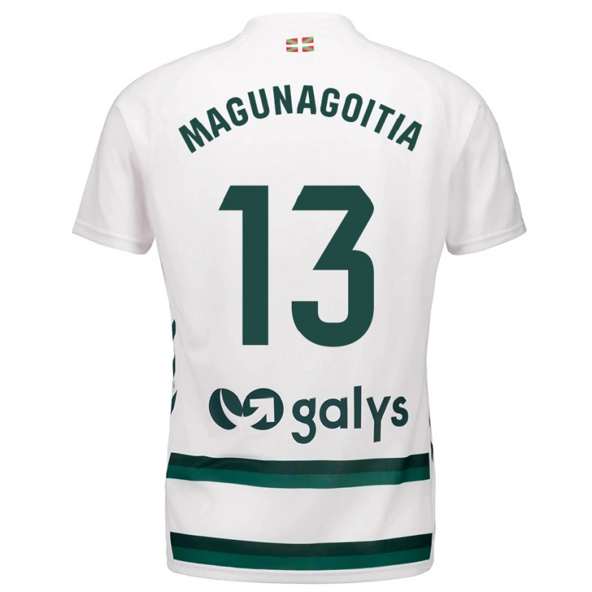 Danxen Kinderen Jonmi Magunagoitia #13 Wit Groen Uitshirt Uittenue 2025/26 T-Shirt